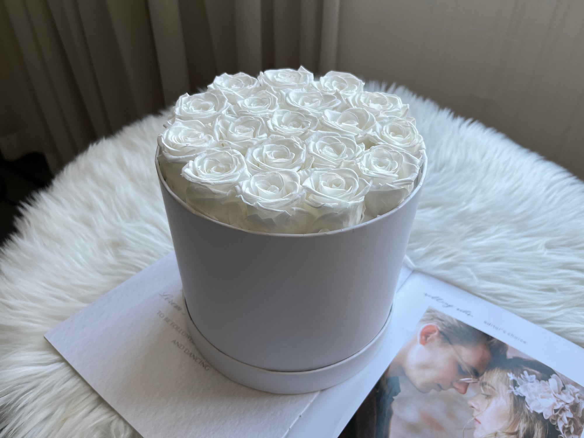 Large Round White Box · Roses