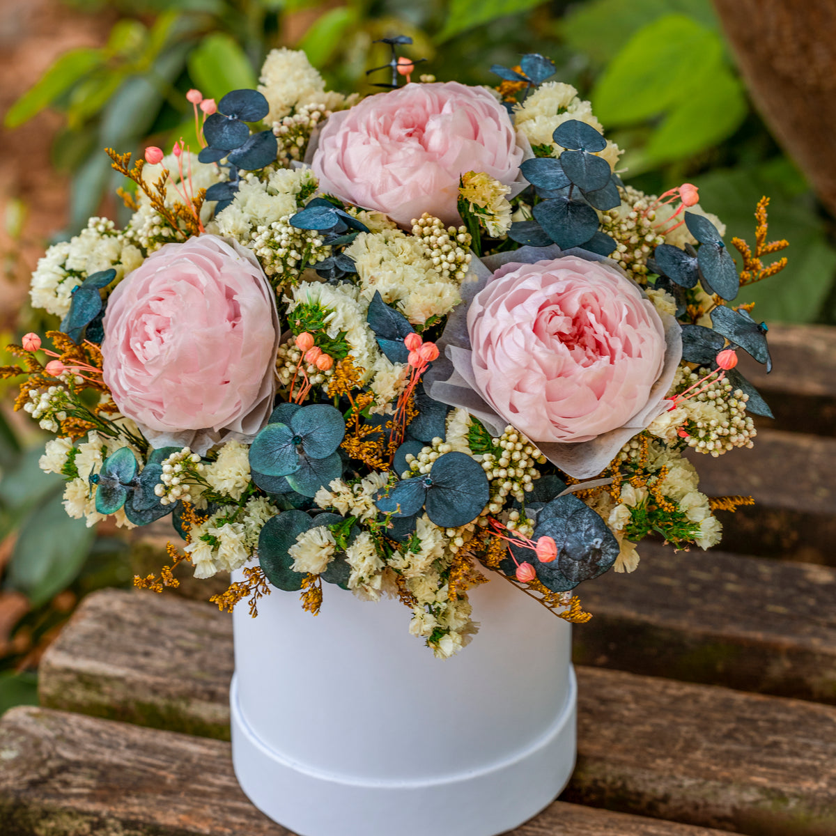 Blush Pink Preserved Flower Arrangement – Elegant Long-Lasting Floral Gift Starry Roses