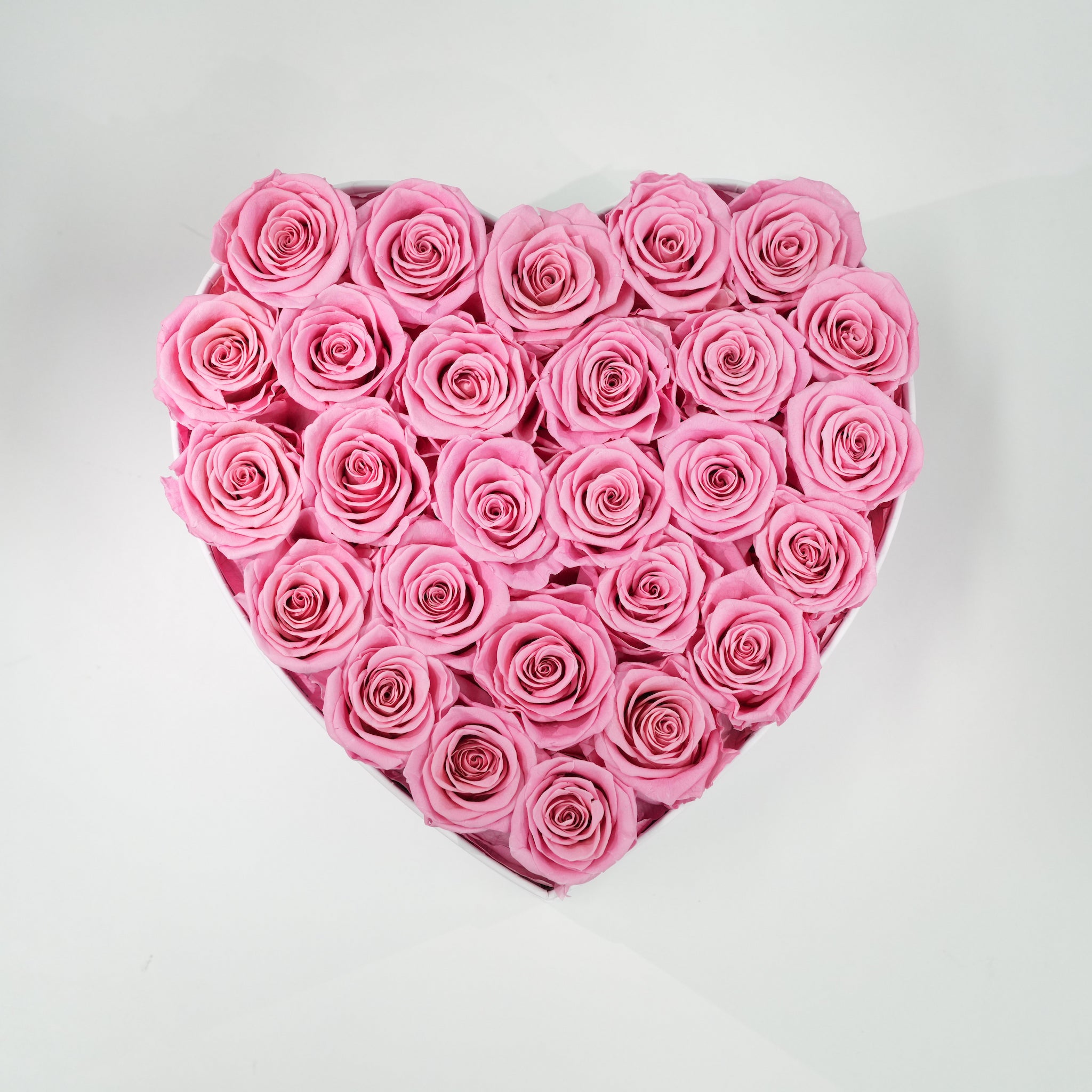 Small Heart White Box Preserved Roses