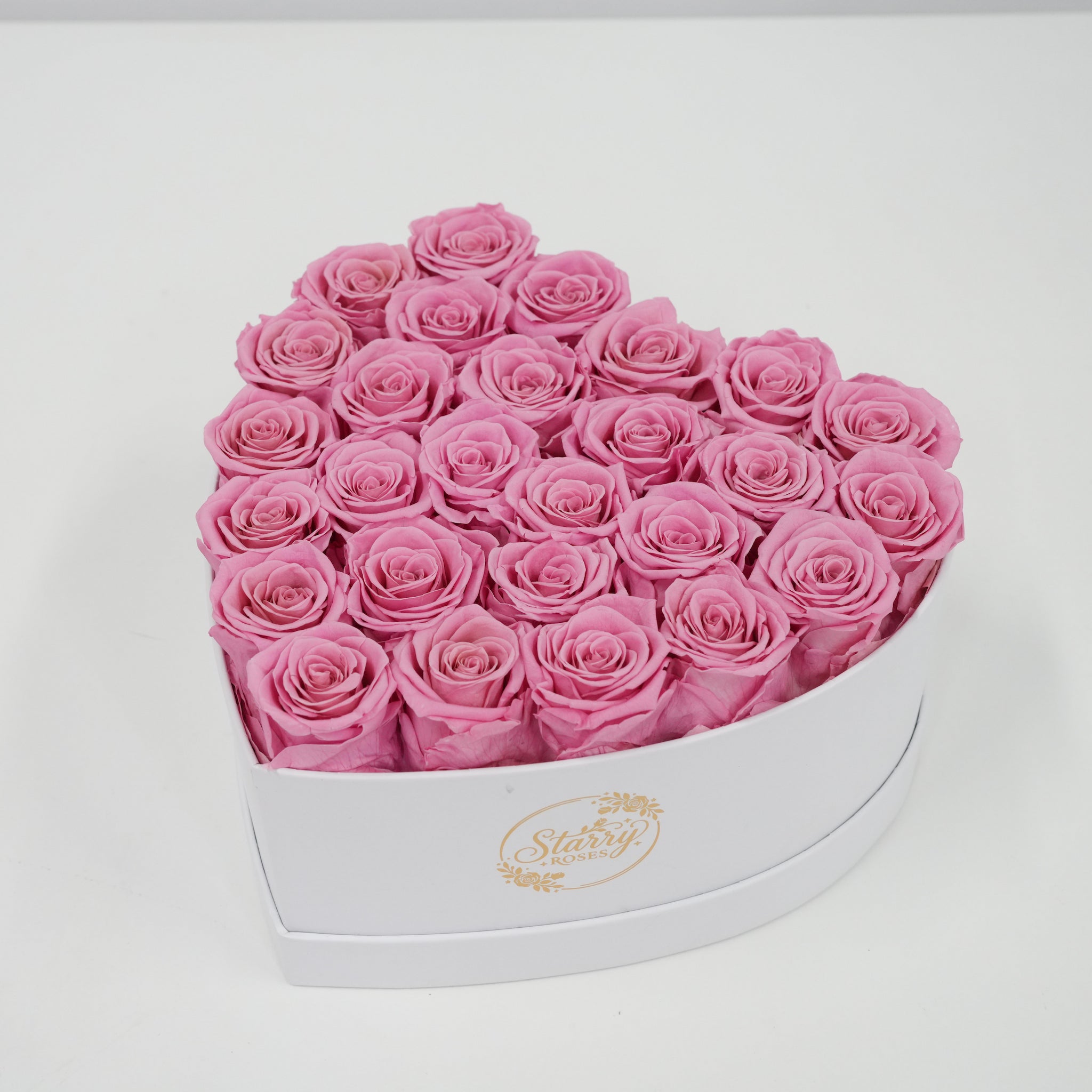 Small Heart White Box Preserved Roses